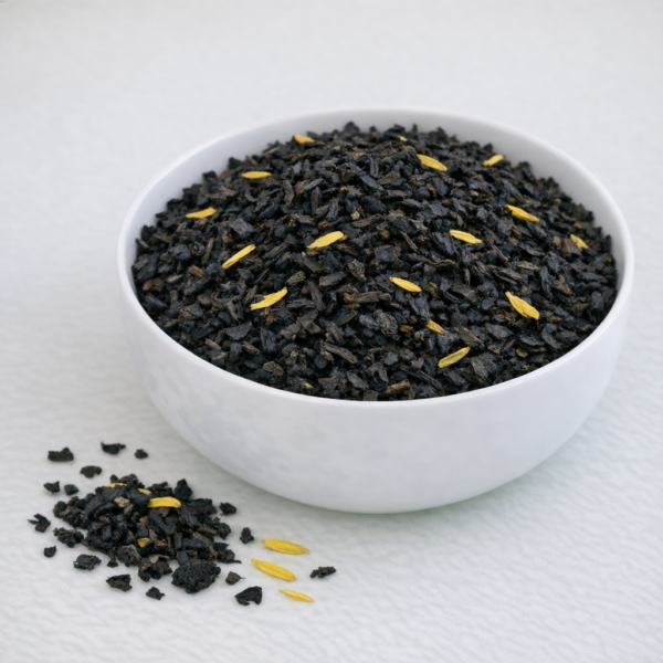 Sort Mango Te med solsikkeblade fra Carstensens Tehandel